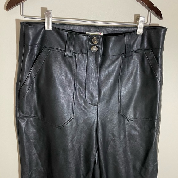 Anthropologie The Naomi Wide Leg Flare Pants Faux Leather - Picture 3 of 8